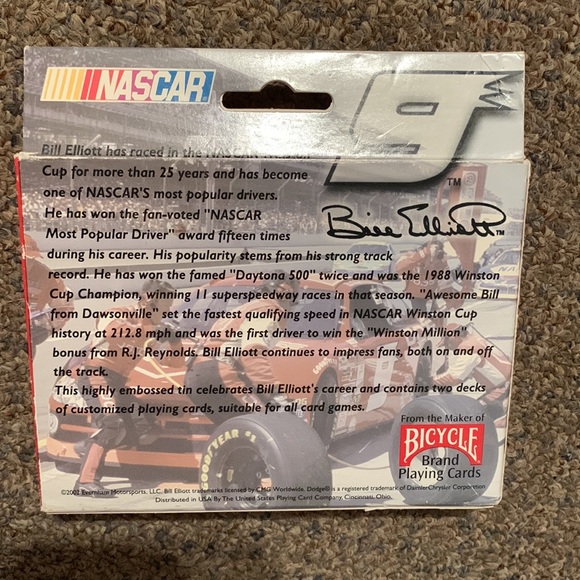 NWOT Bill Elliott playing cards with collectible tin - Picture 2 of 4